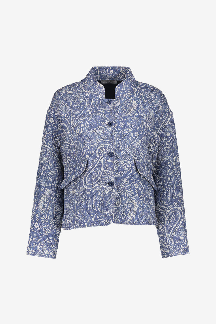 Geisha blauw gestept jasje met paisleyprint