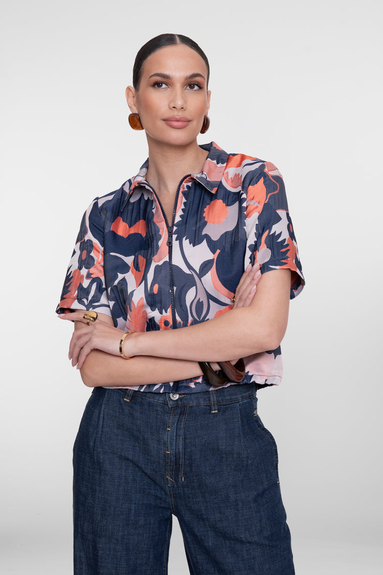 Jasje met grafische bloemprint