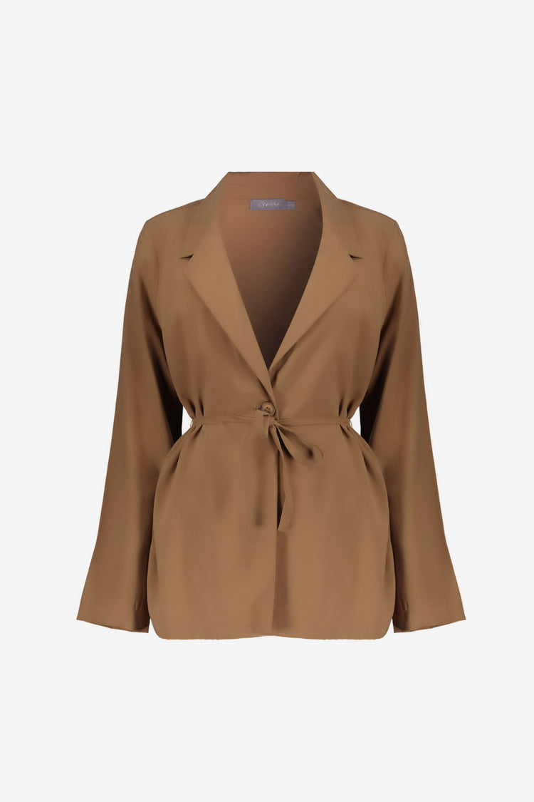 Geisha blazer met ceintuur en reverskraag