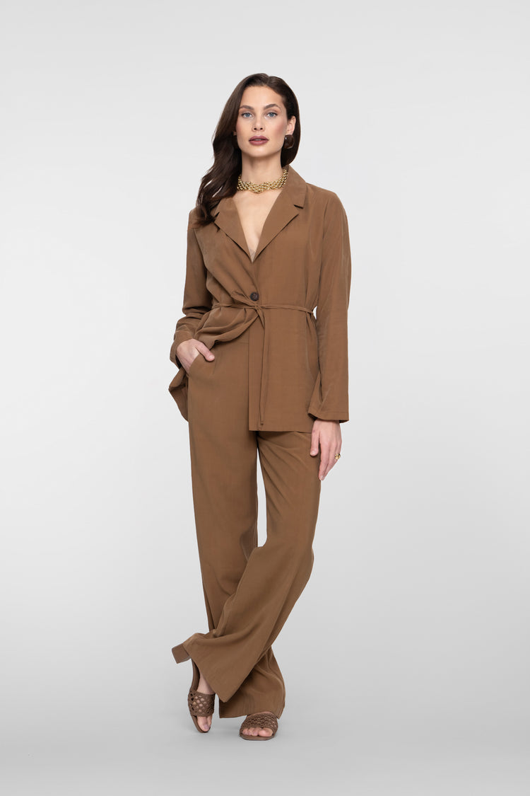 Geisha blazer met ceintuur en reverskraag