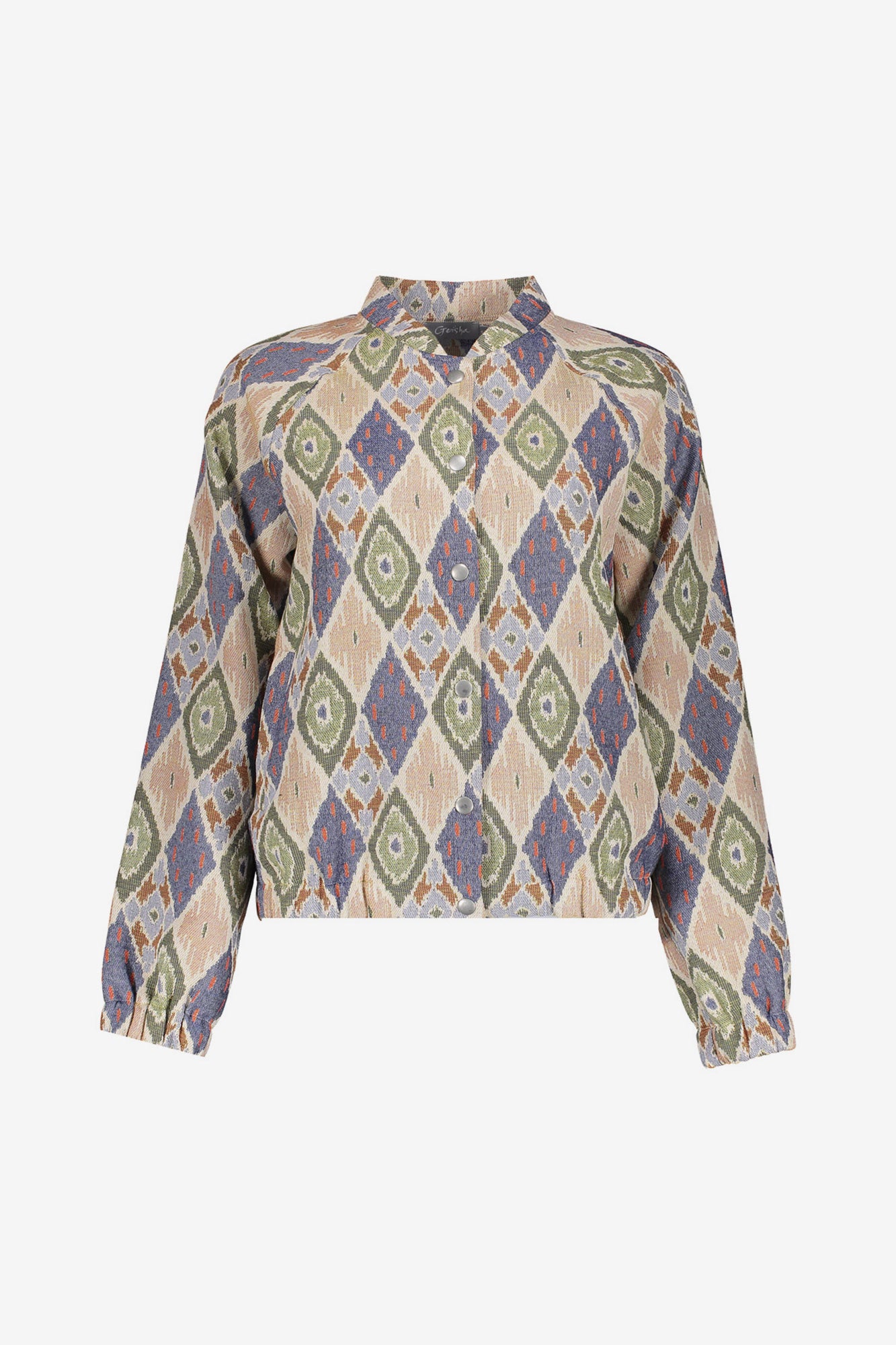 Geisha kort jasje met grafische ikat print