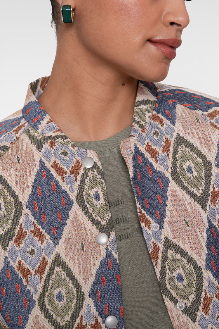 Geisha kort jasje met grafische ikat print