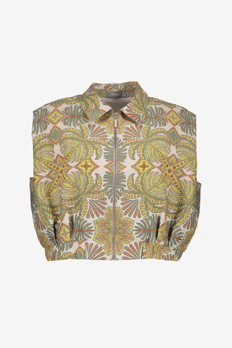 Geisha mouwloze jacket met natureprint