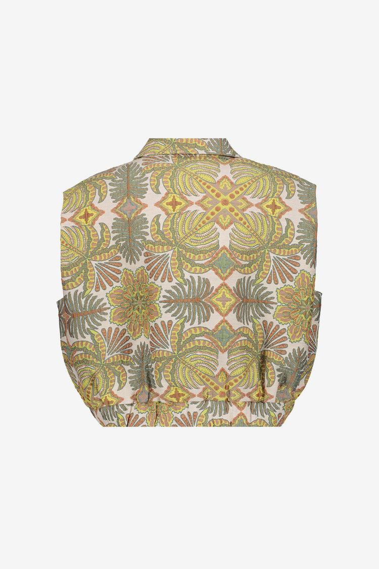 Geisha mouwloze jacket met natureprint