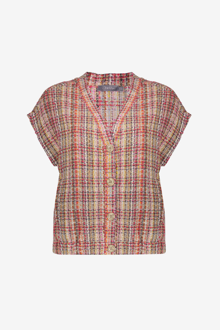 Geisha gilet tweed met kleurrijke structuur en lurex