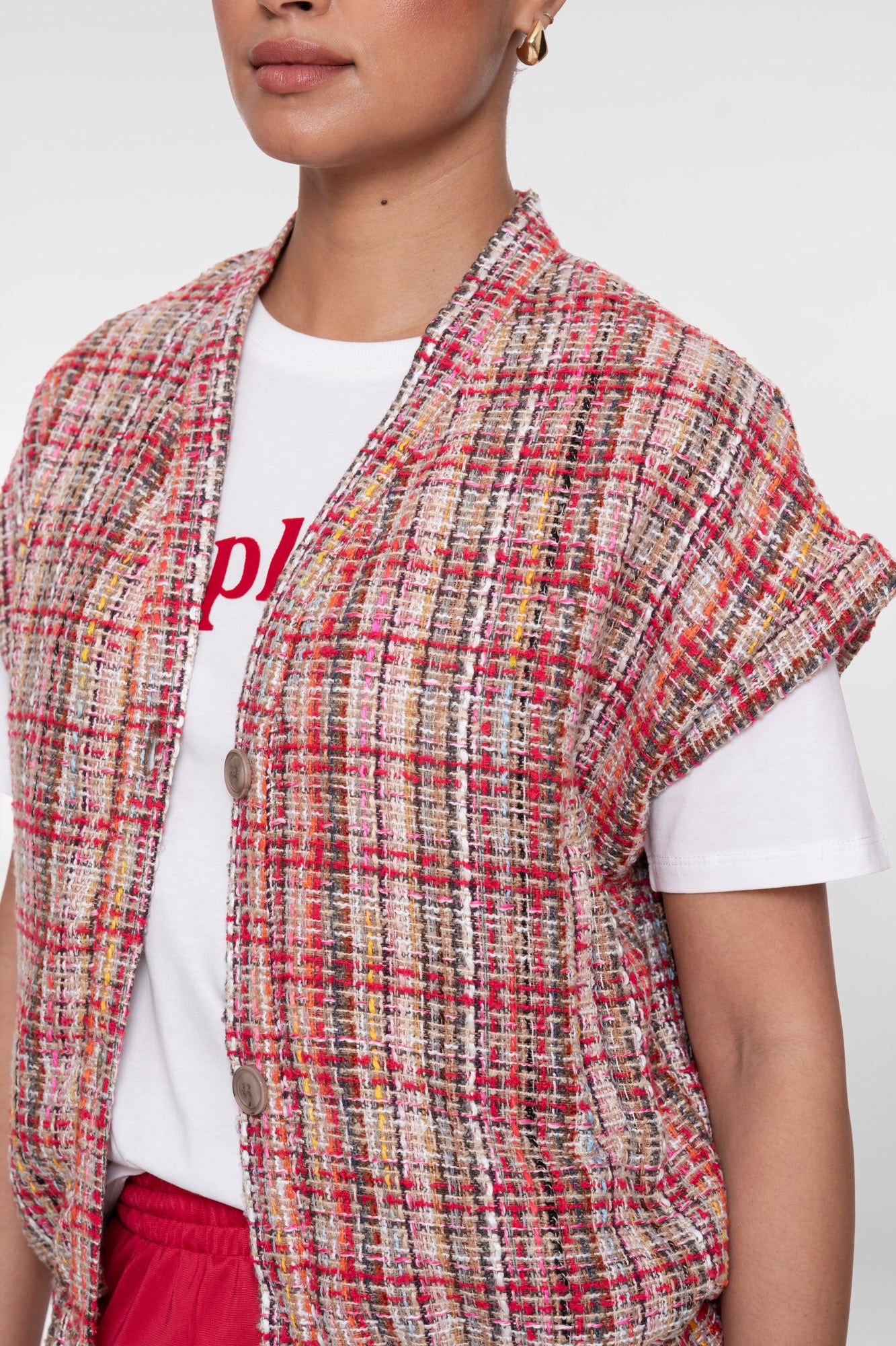 Geisha gilet tweed met kleurrijke structuur en lurex