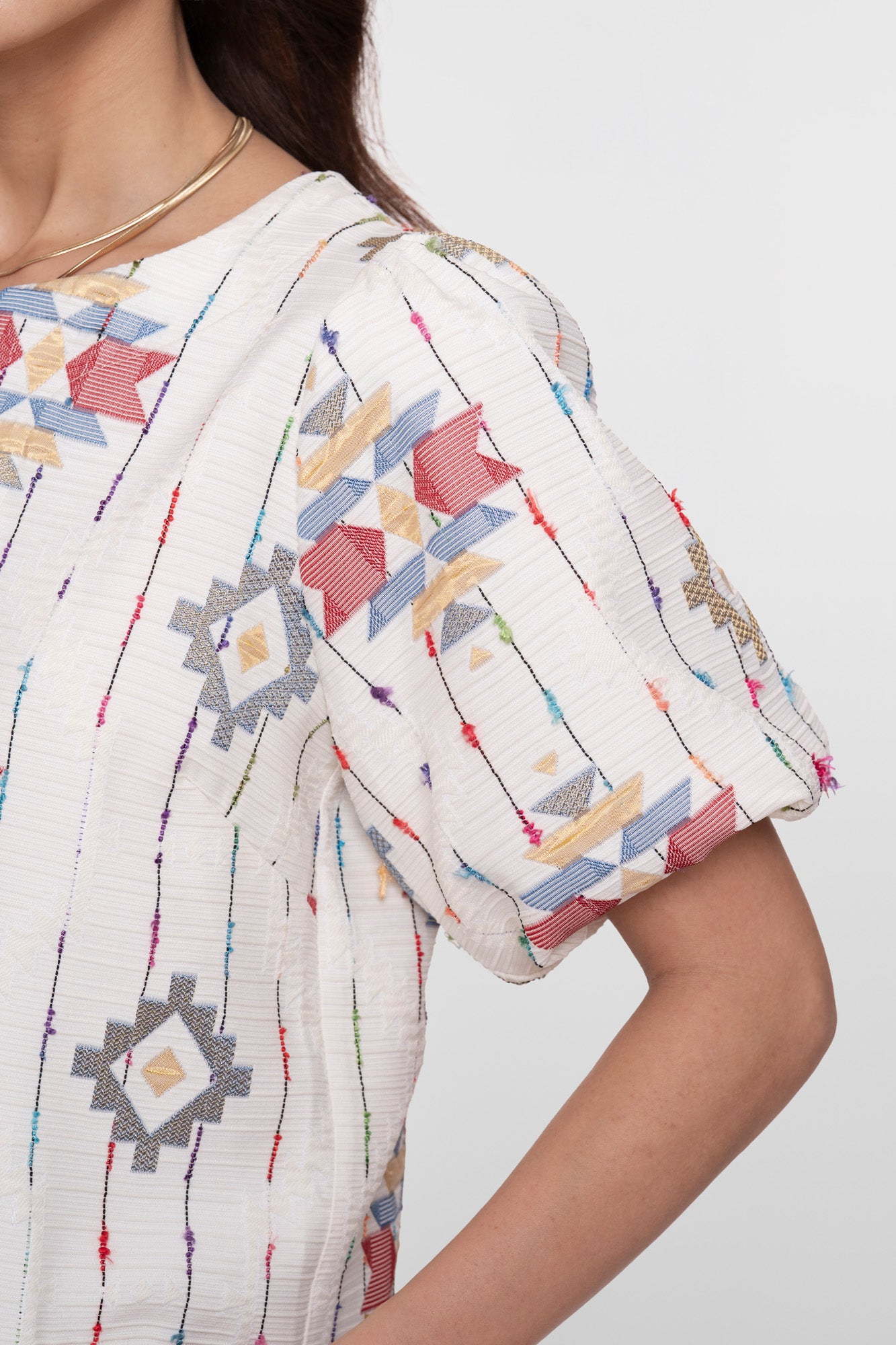 Geisha top met Ikat print en strikjes