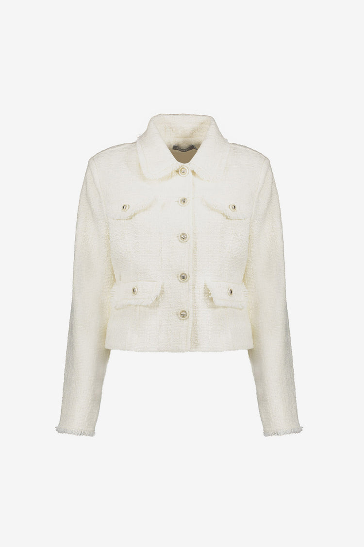 Geisha korte blazer met structuur en decoratieve knopen