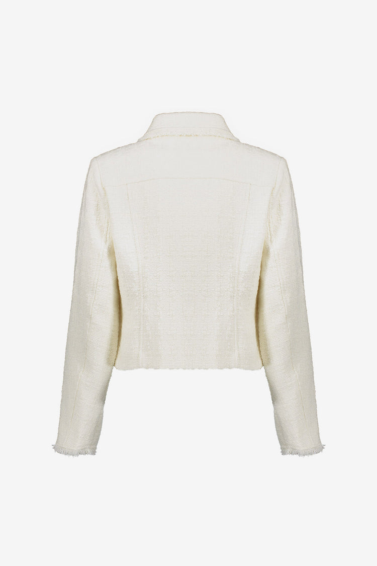 Geisha korte blazer met structuur en decoratieve knopen