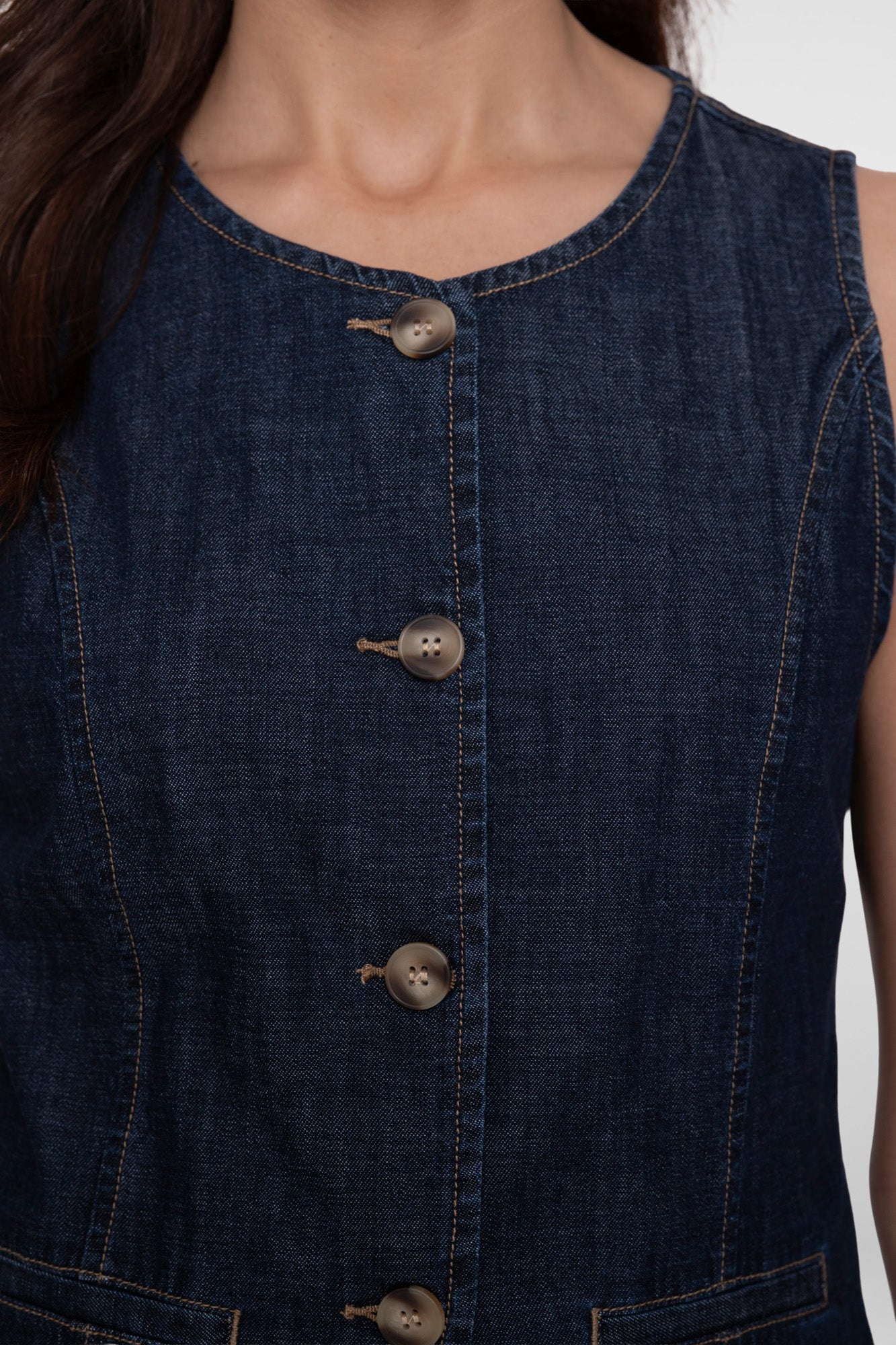Geisha denim gilet met knopen