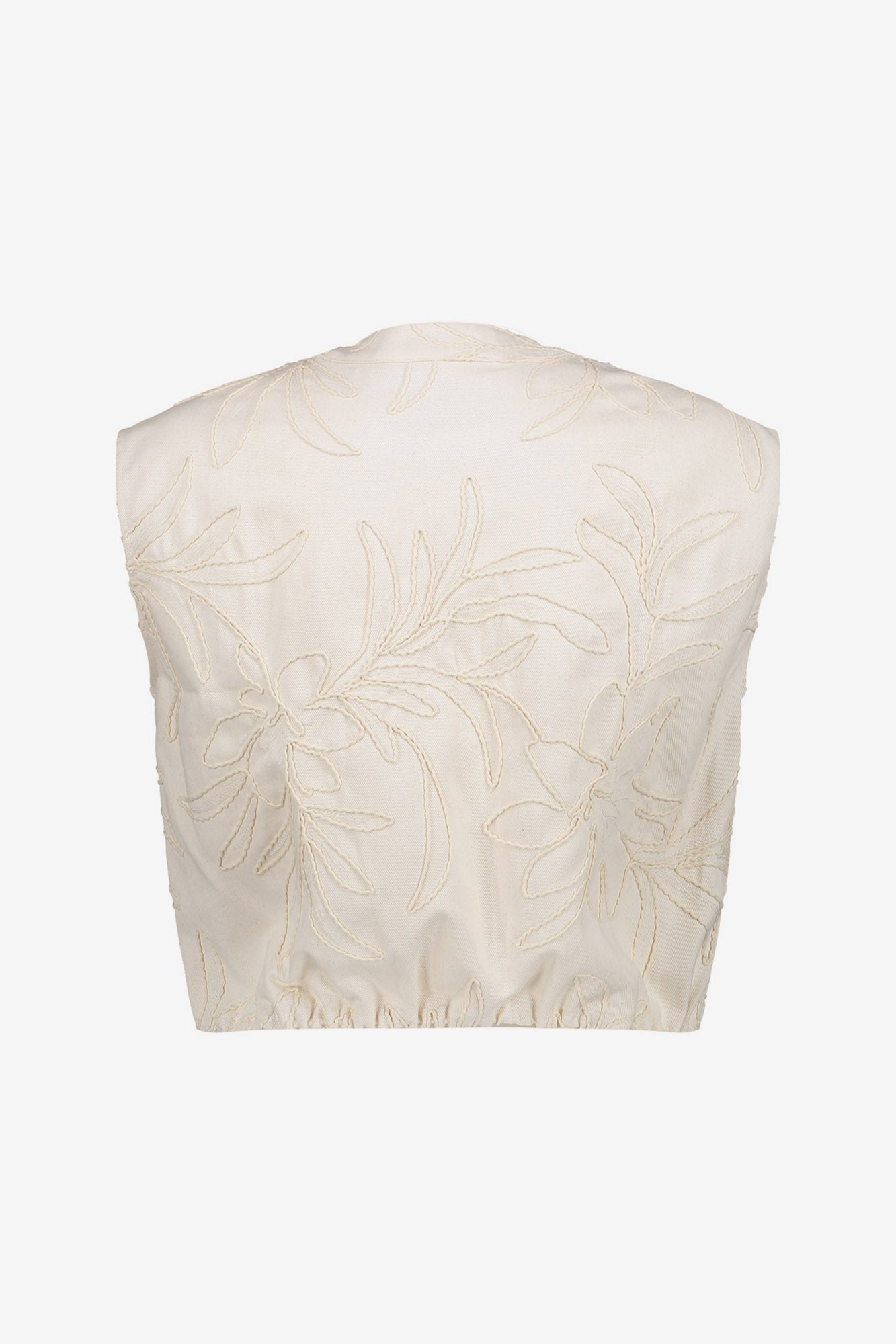 Geisha gilet met geborduurd bladpatroon en moderne uitstraling