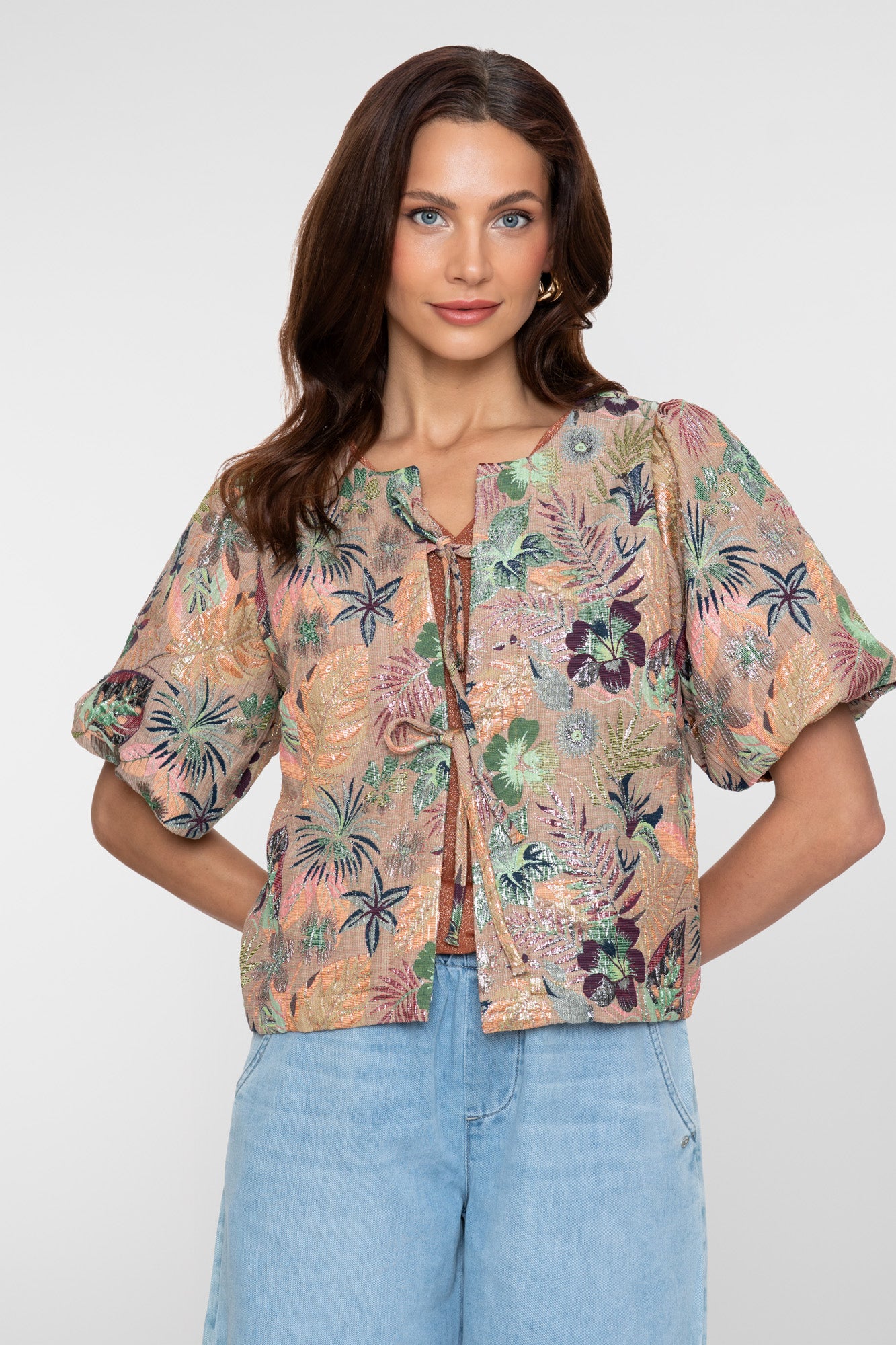 Geisha blouse met strikken en lurex