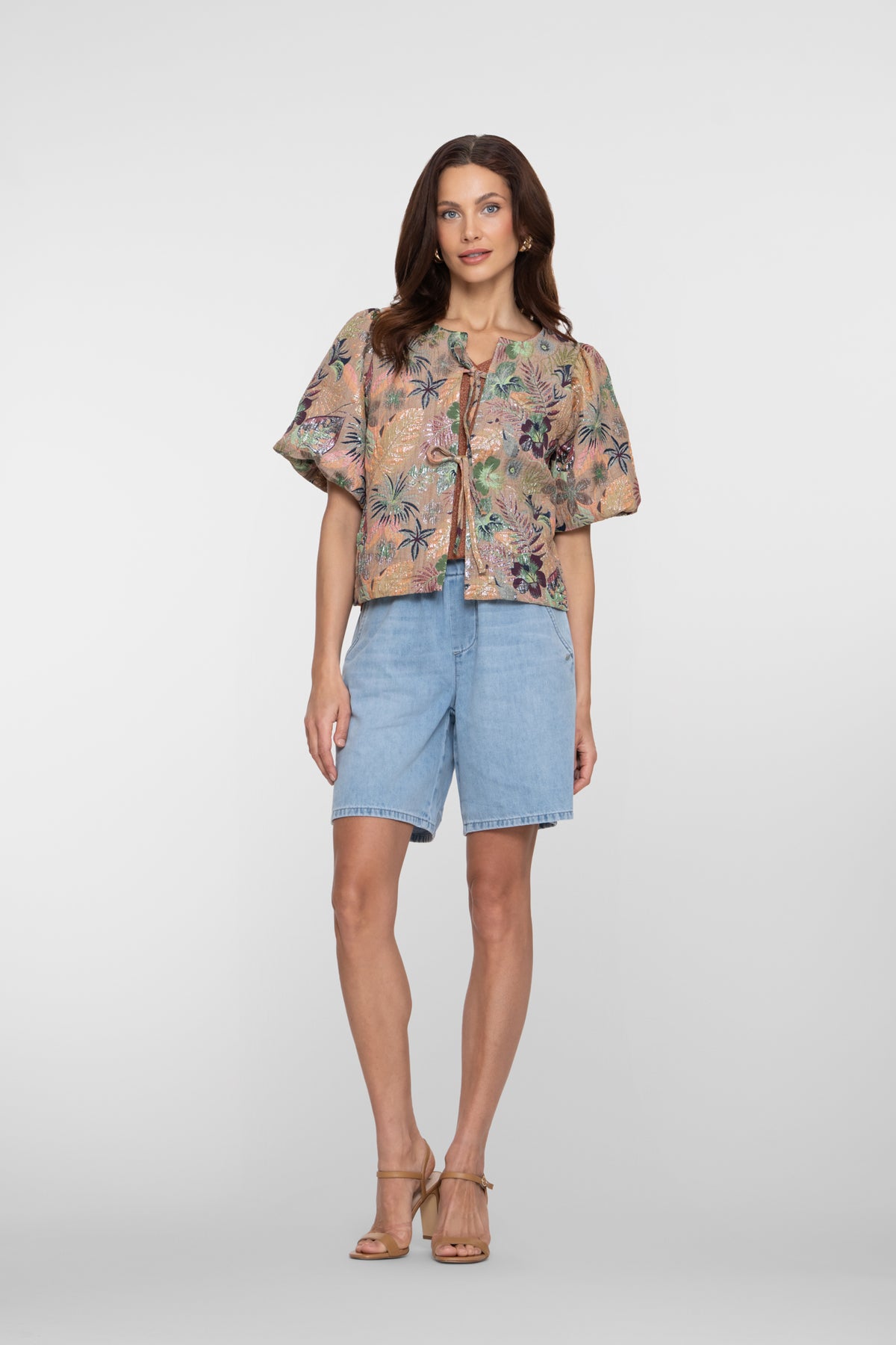 Geisha blouse met strikken en lurex – Shop de look