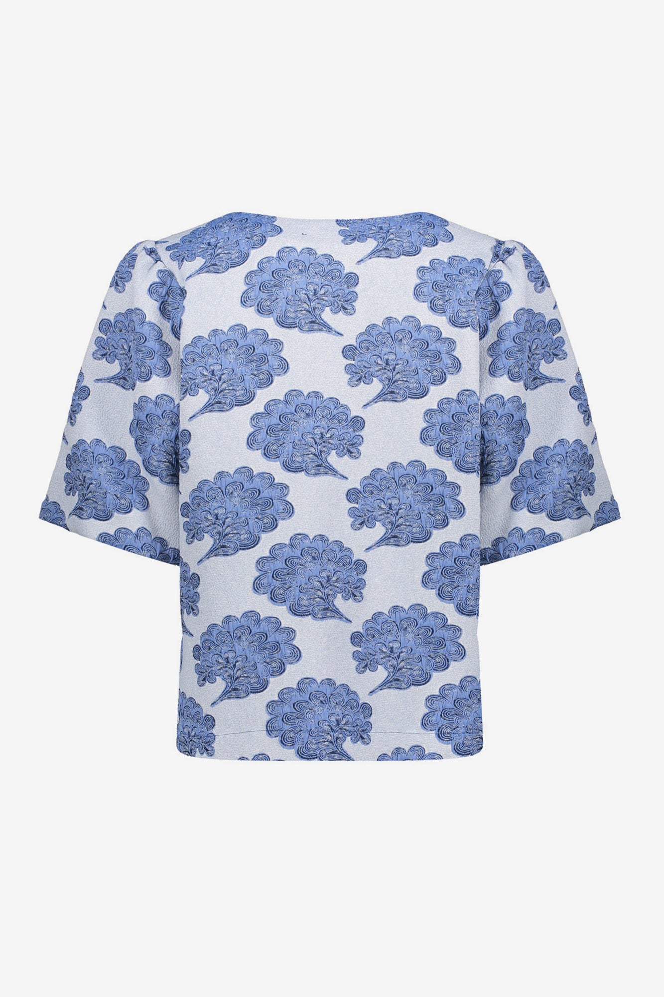 Geisha top jacquard blauw met strikjes
