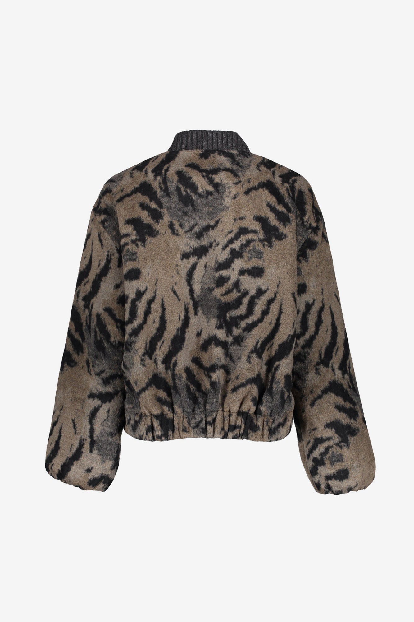 Geisha dames bomberjack met animal print en gebreide kraag
