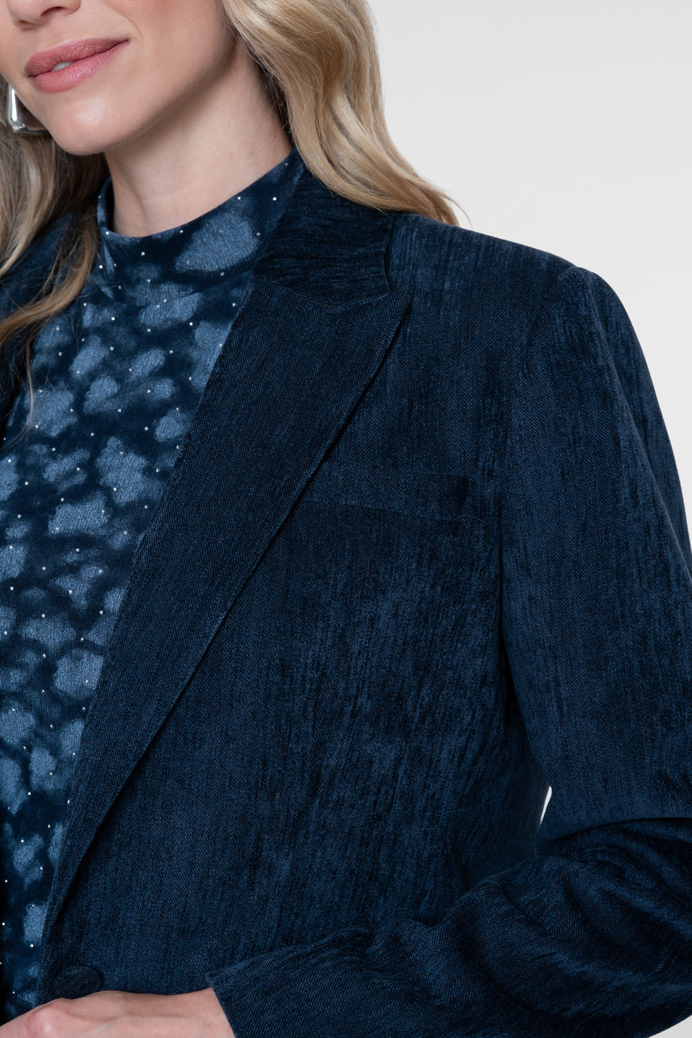 Geisha blazer met fluweelachtige structuur en reverskraag