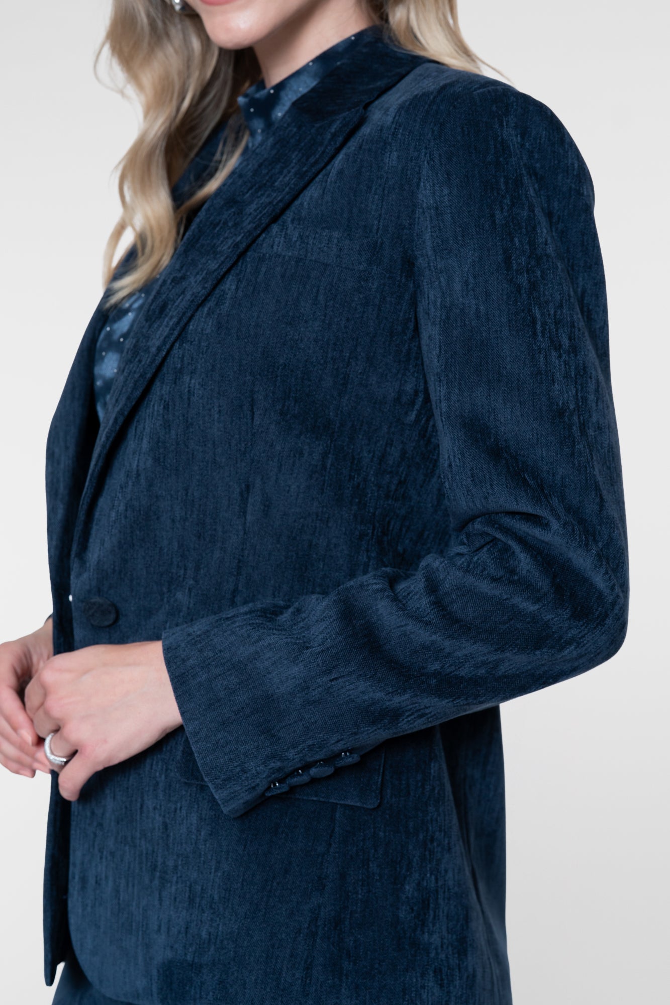 Geisha blazer met fluweelachtige structuur en reverskraag