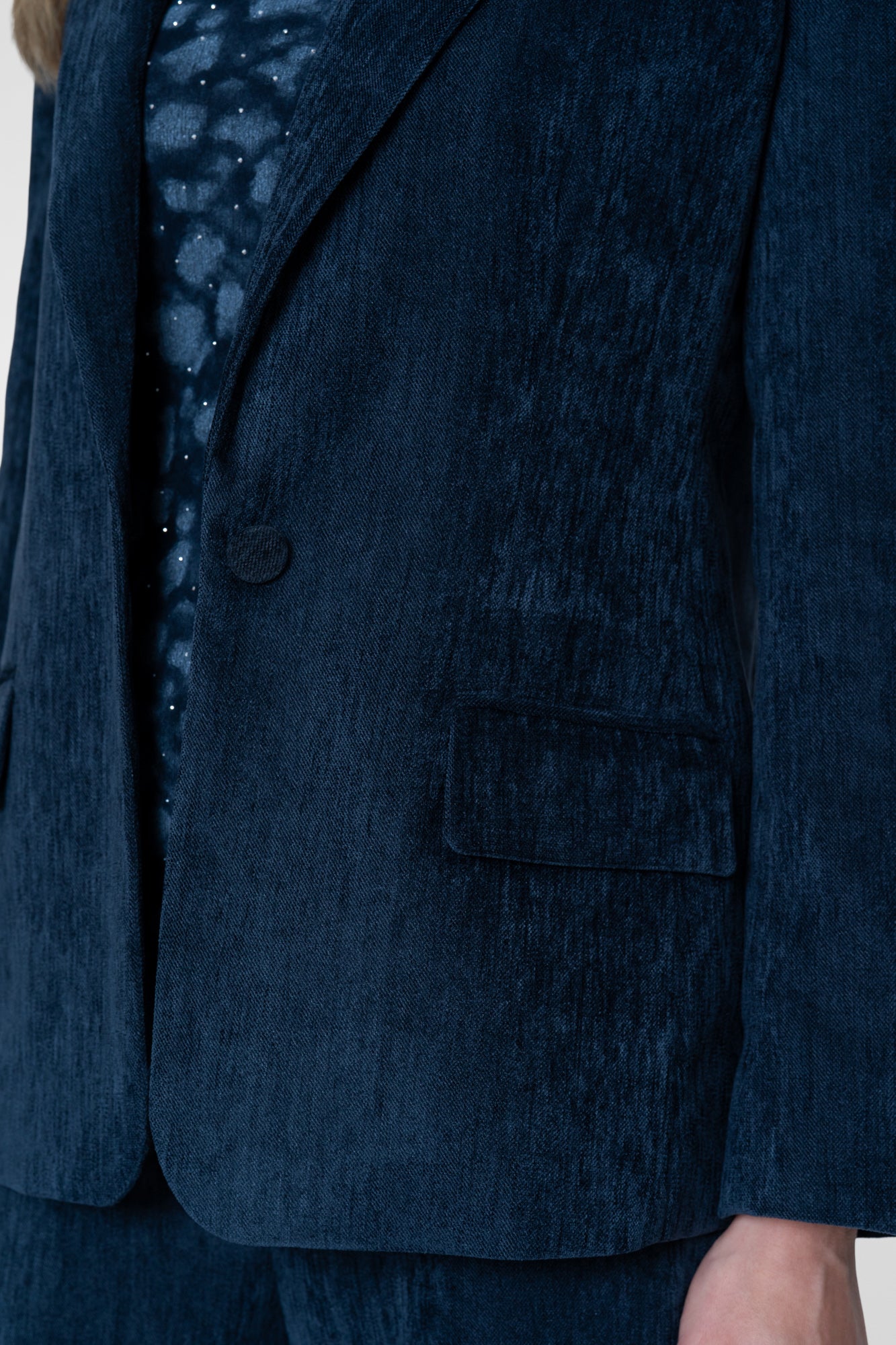 Geisha blazer met fluweelachtige structuur en reverskraag