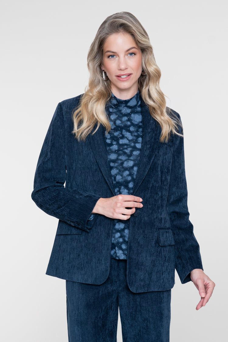 Geisha blazer met fluweelachtige structuur en reverskraag