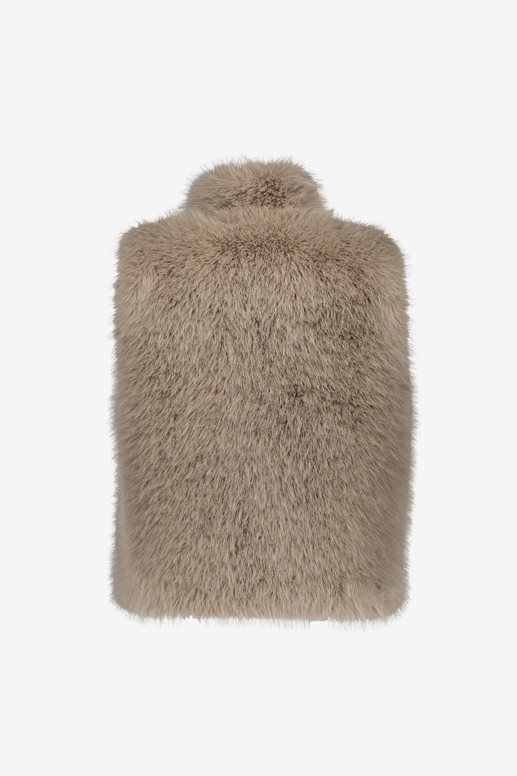Geisha dames fur gilet greige met hoge kraag