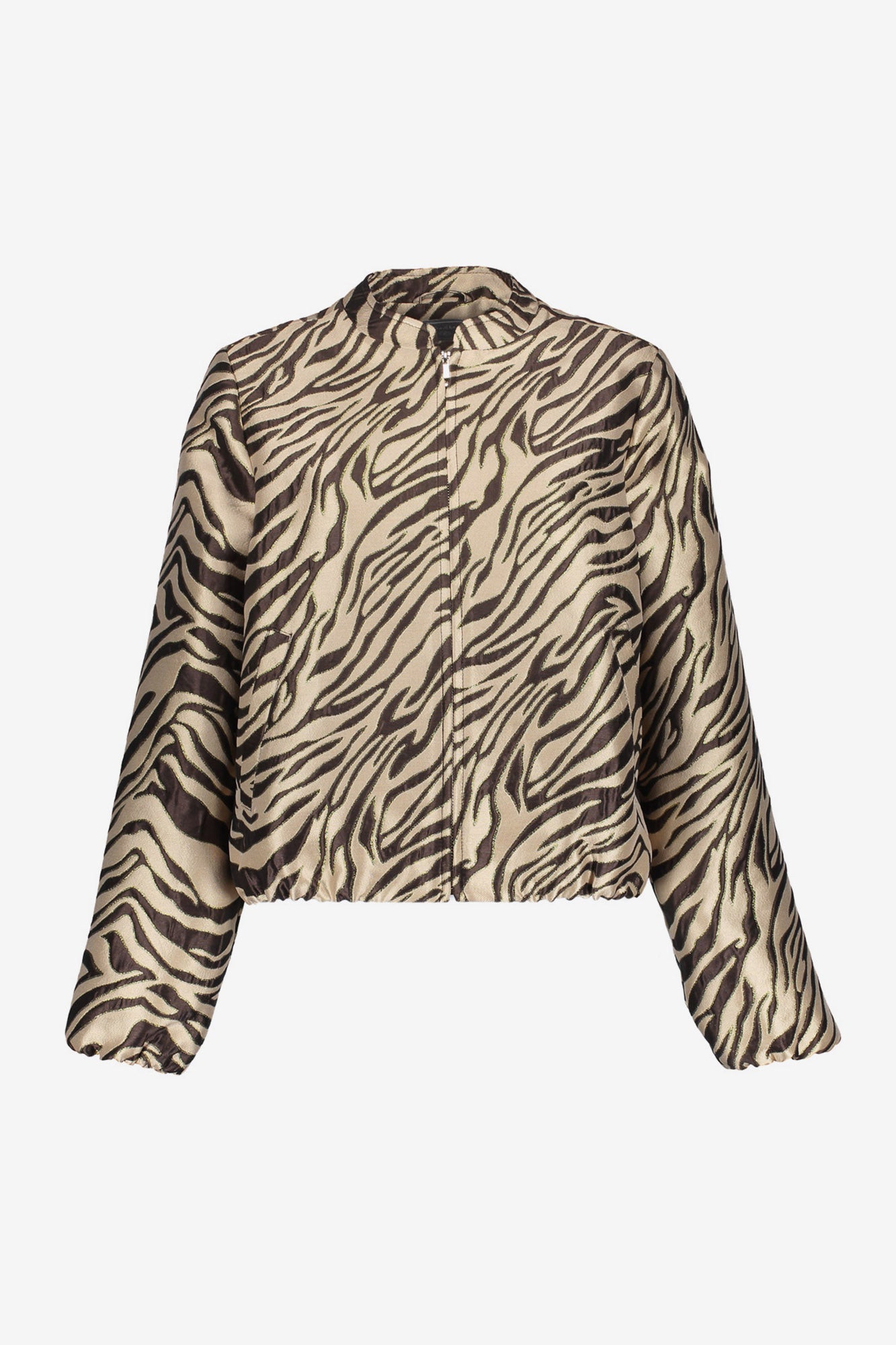 Geisha jasje met jacquard zebra dessin en glanzende lurexdetails