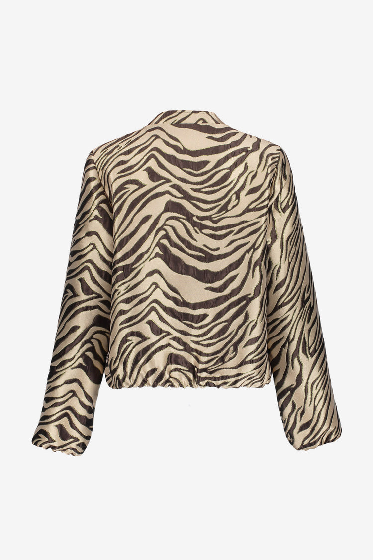 Geisha jasje met jacquard zebra dessin en glanzende lurexdetails
