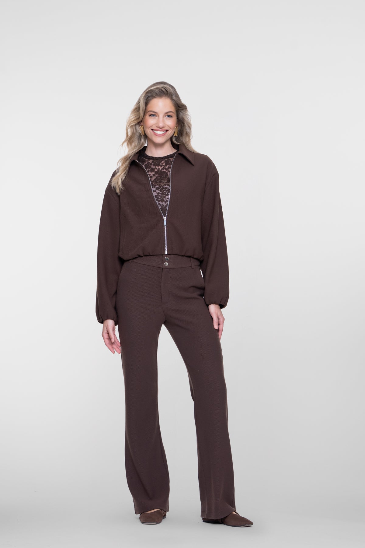 Geisha dames comfy bomberjack met honeycomb structuur – Shop de look