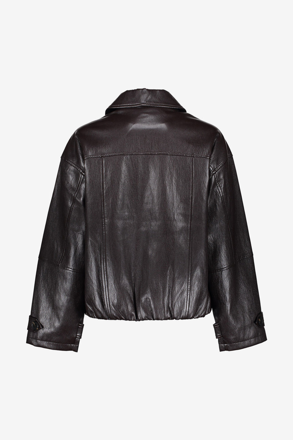 Geisha kort PU jack met stoere details en ballonfit