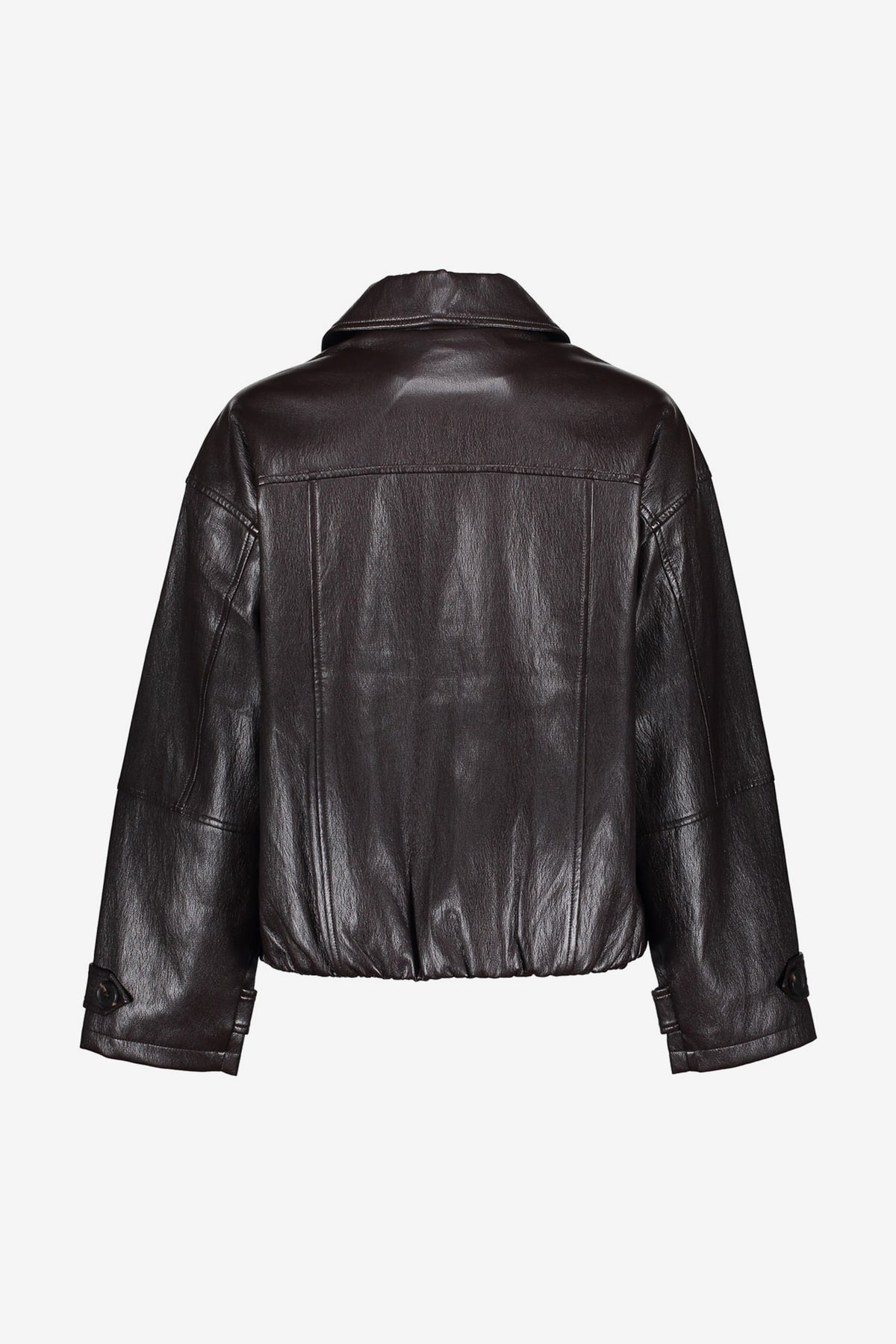 Geisha kort PU jack met stoere details en ballonfit