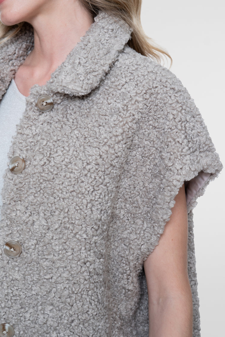 Geisha teddy gilet met kraag