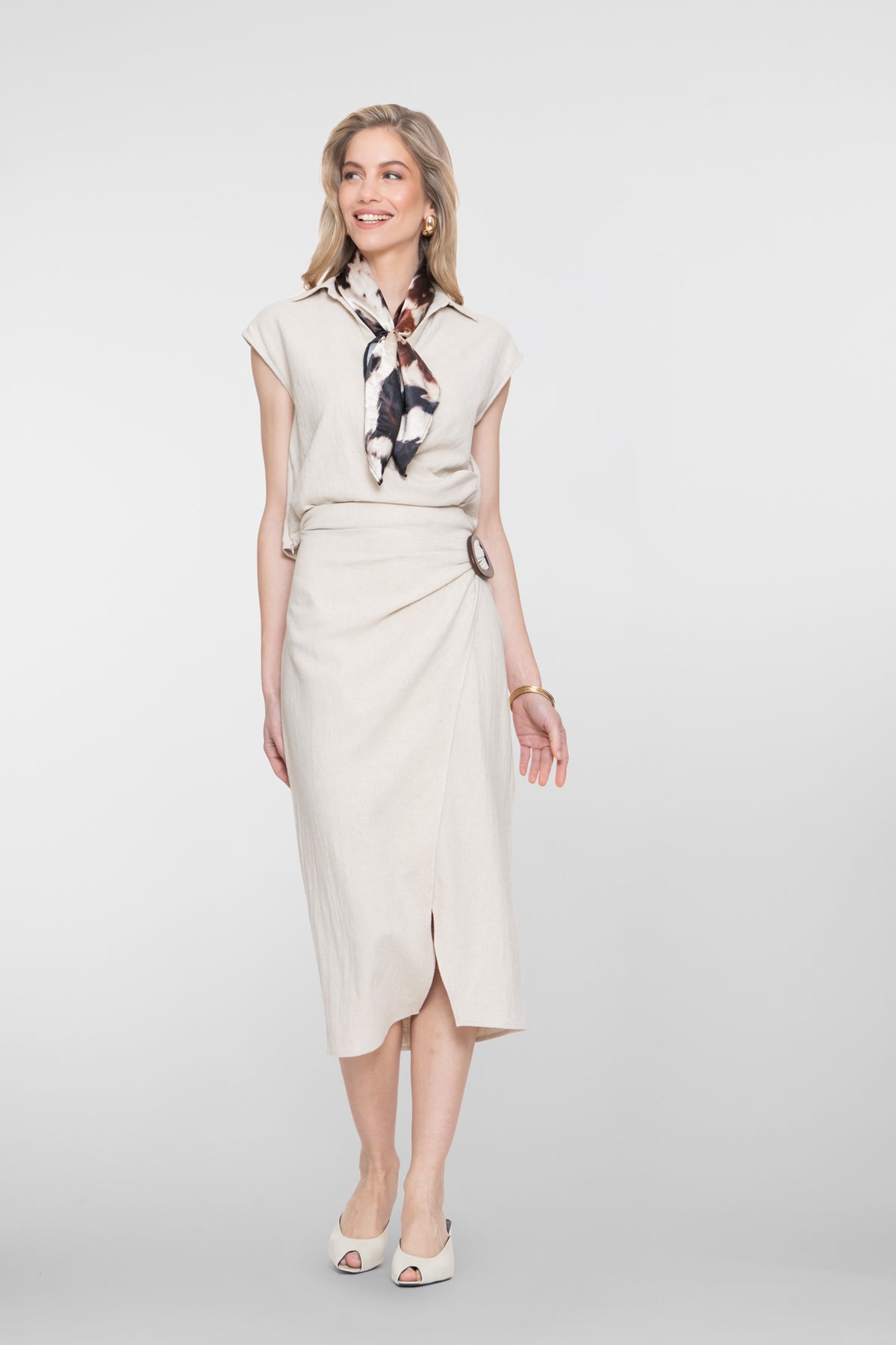 Geisha top met overslagdetail en linnenlook – Shop de look