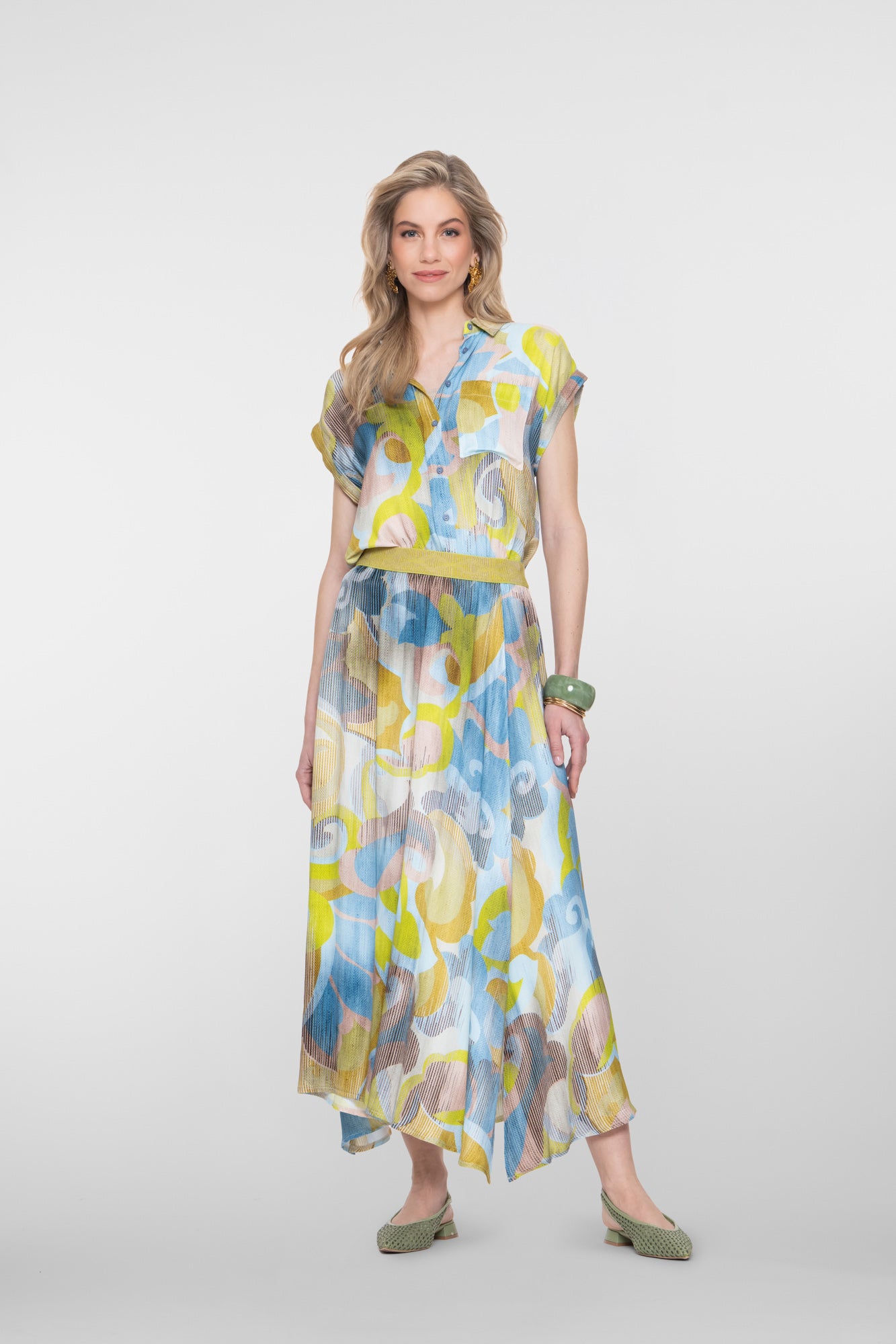 Geisha maxi rok met print en elastische tailleband