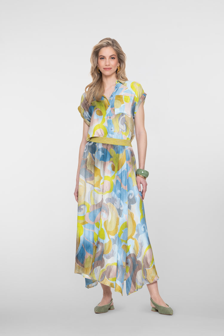 Geisha maxi rok met print en elastische tailleband