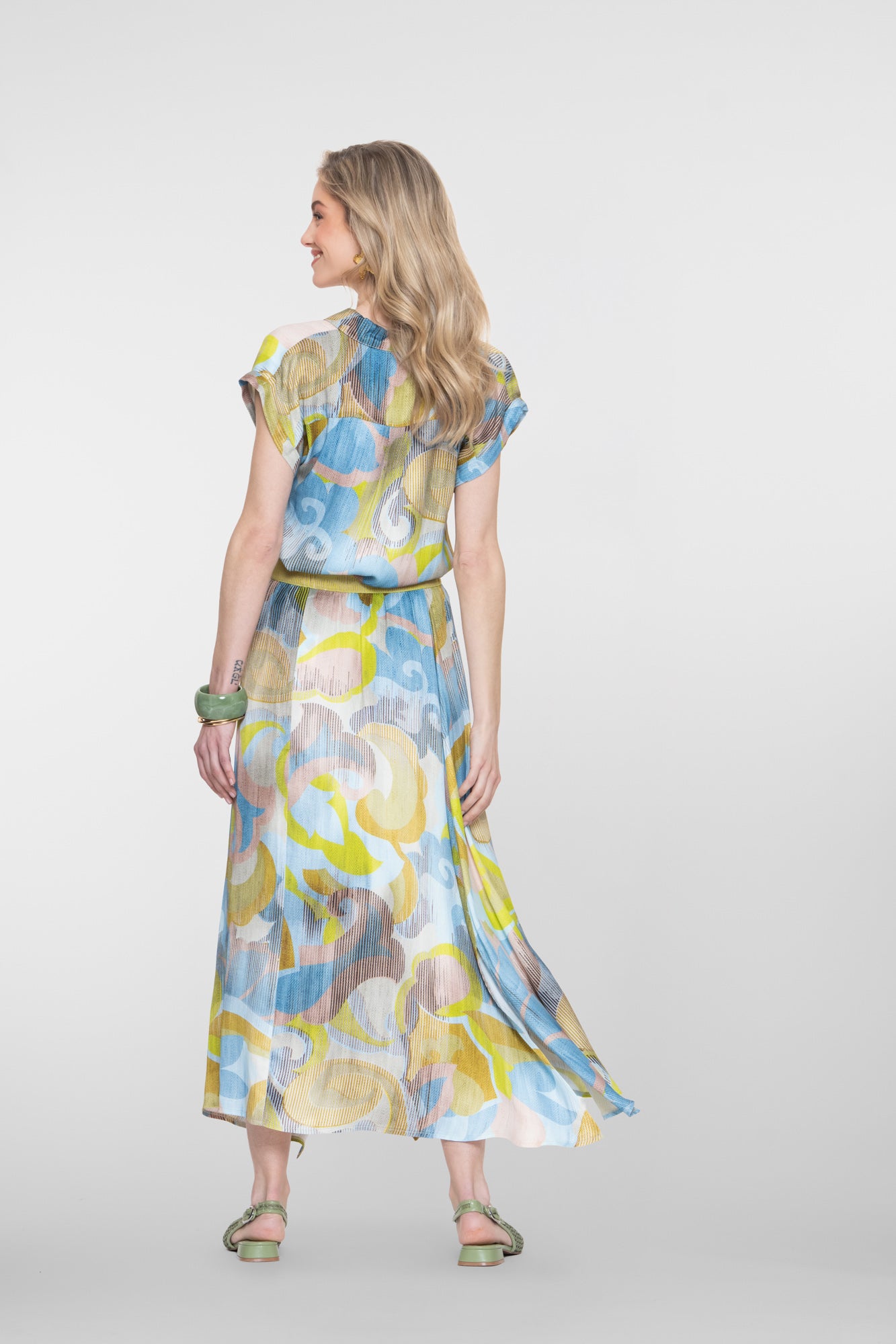 Geisha maxi rok met print en elastische tailleband