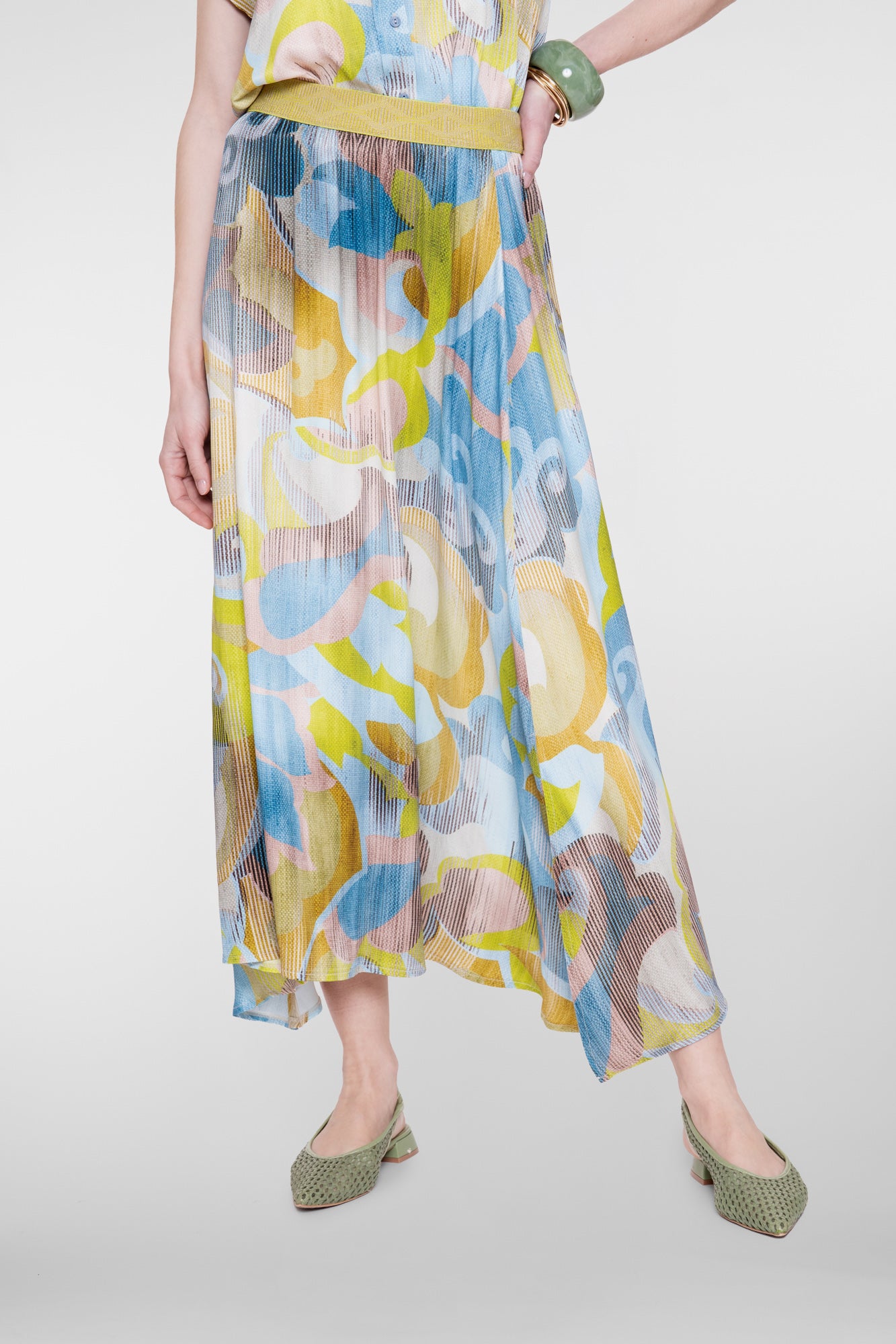 Geisha maxi rok met print en elastische tailleband