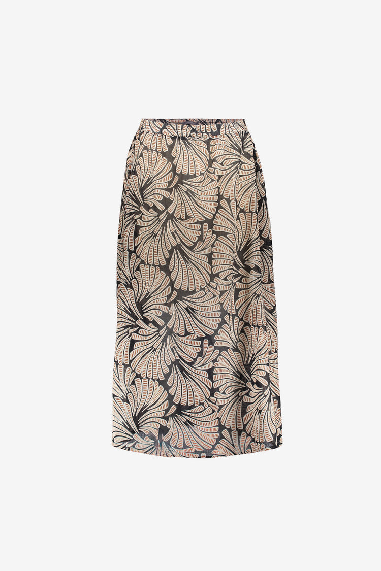 Geisha maxi rok met elastische tailleband en grafische print