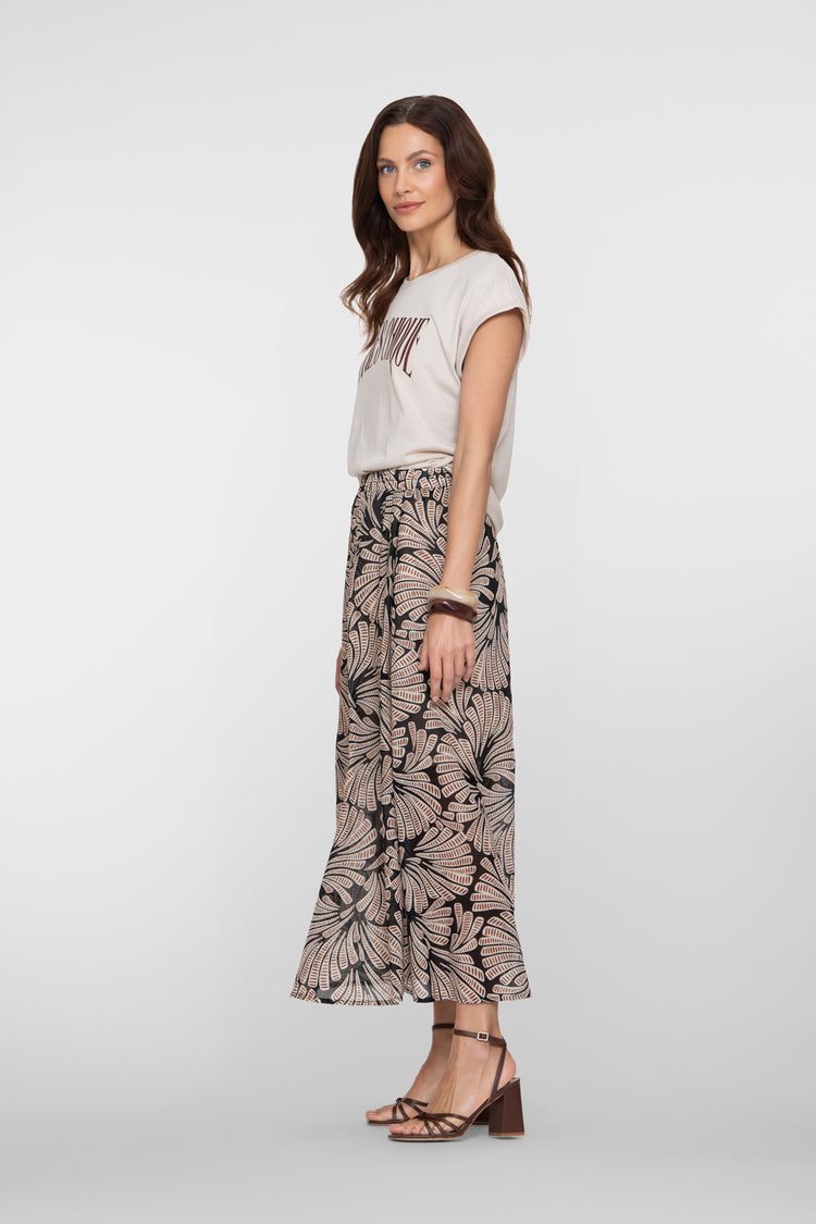 Geisha maxi rok met elastische tailleband en grafische print