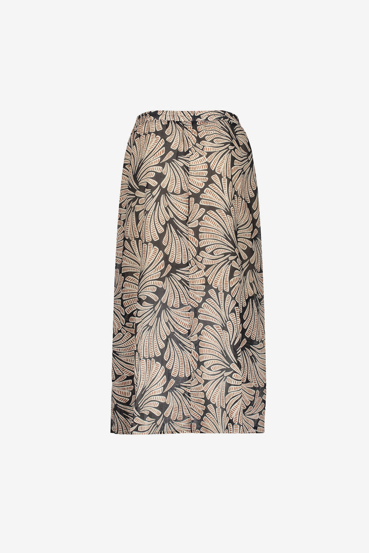 Geisha maxi rok met elastische tailleband en grafische print