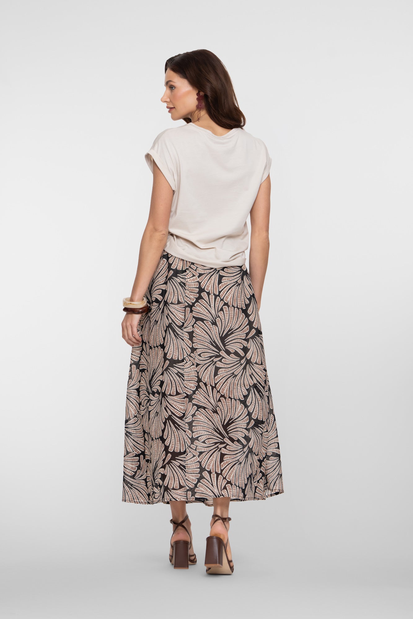 Geisha maxi rok met elastische tailleband en grafische print