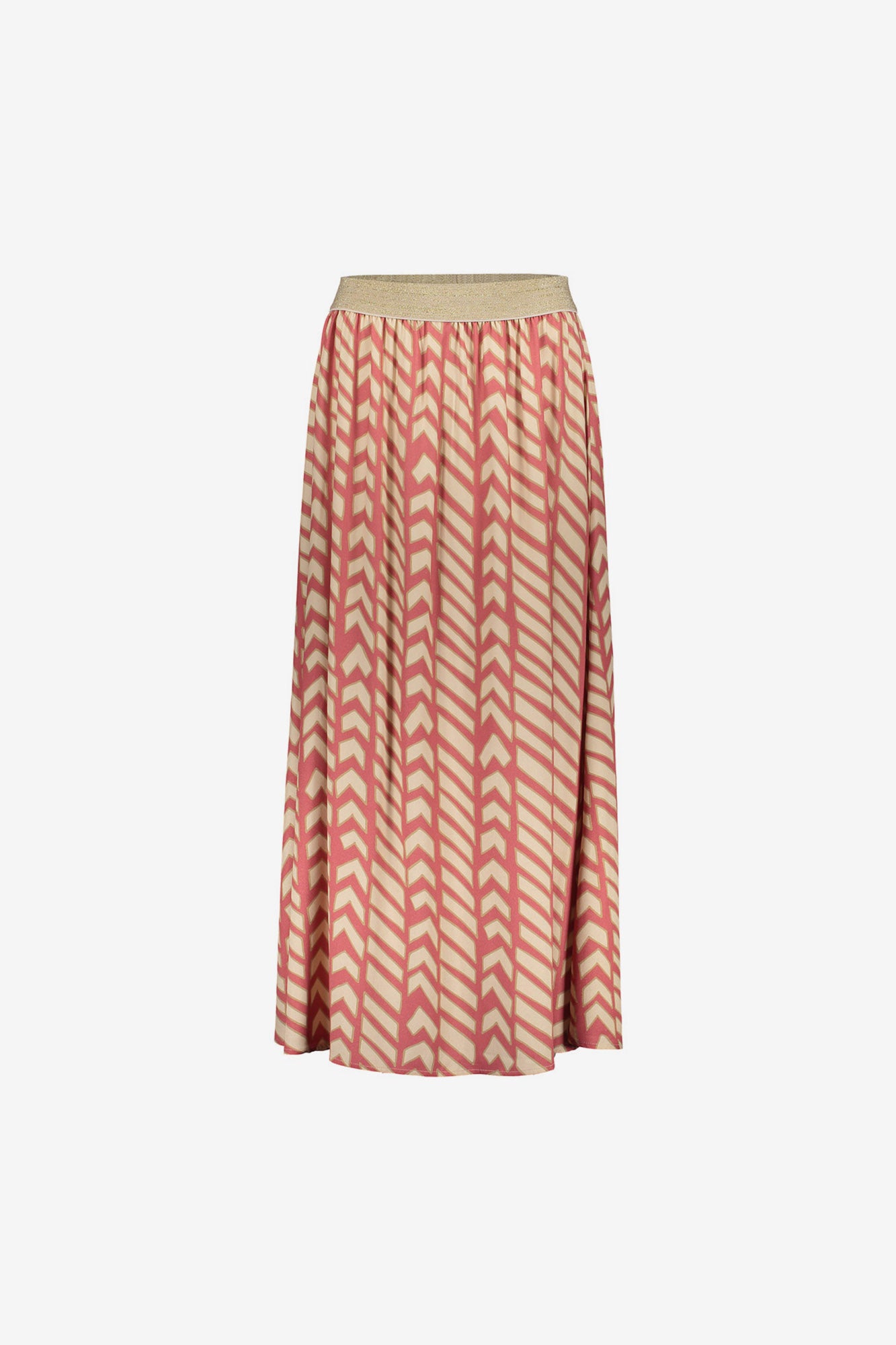 Geisha maxi rok met elastische tailleband en grafische zigzagprint