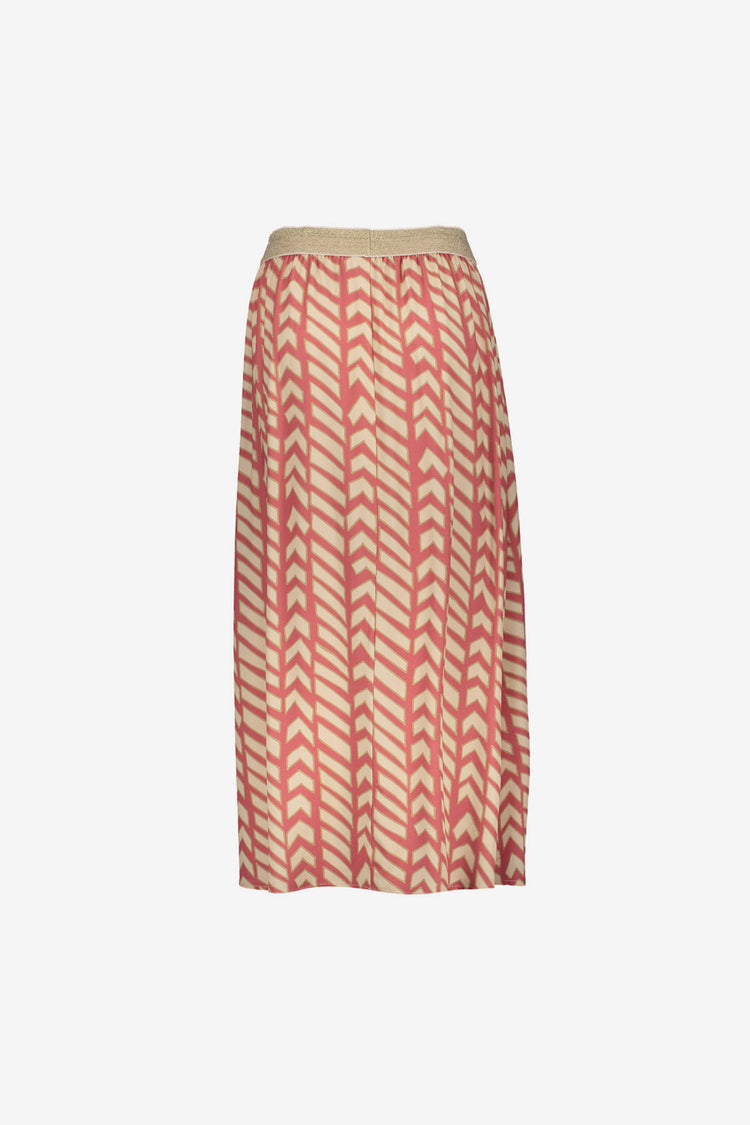 Geisha maxi rok met elastische tailleband en grafische zigzagprint