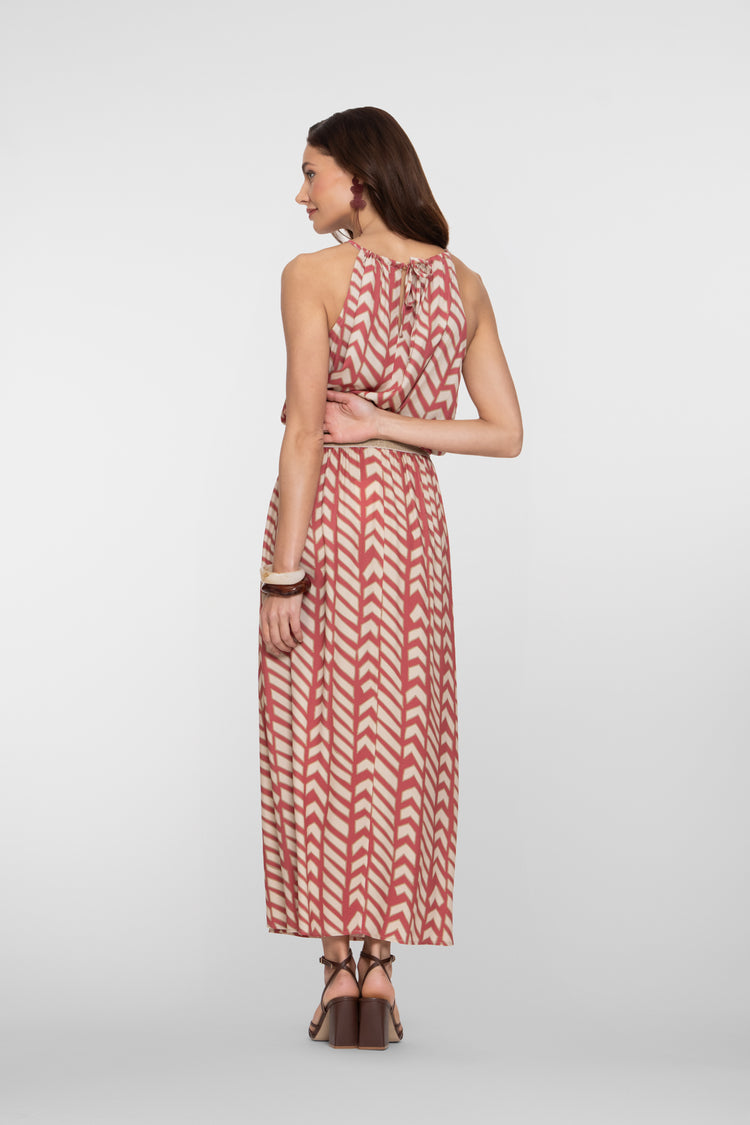 Geisha maxi rok met elastische tailleband en grafische zigzagprint