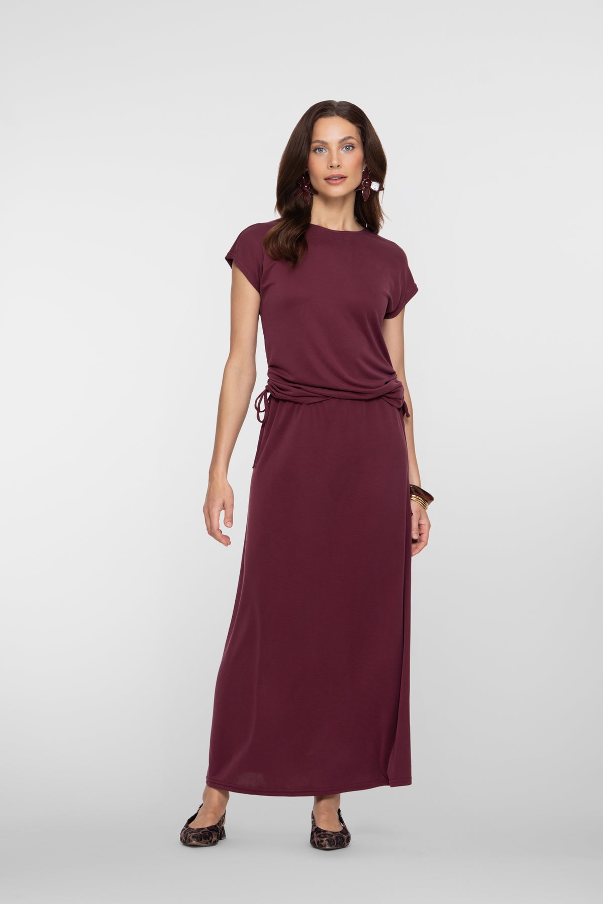 Geisha maxi rok in jersey met elegante zijsplitjes – Shop de look