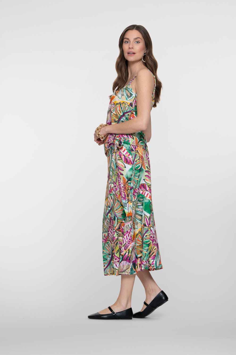 Geisha rok met bladprint en strikdetail