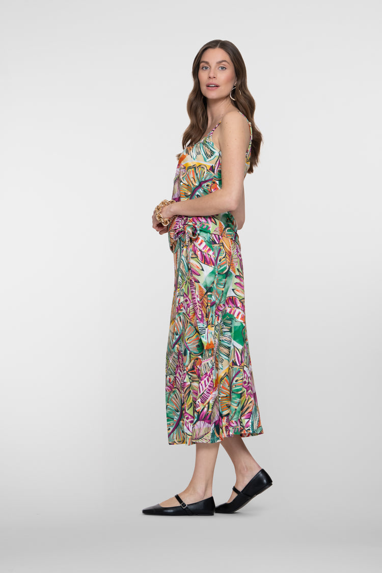 Geisha rok met bladprint en strikdetail