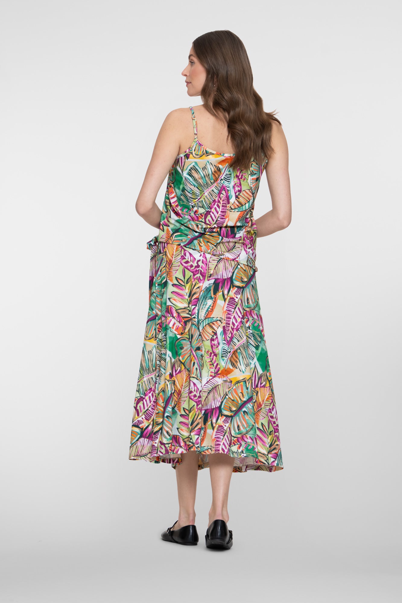 Geisha rok met bladprint en strikdetail