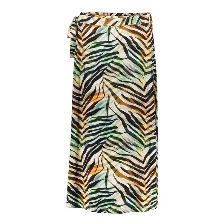 Geisha rok met bladprint en strikdetail