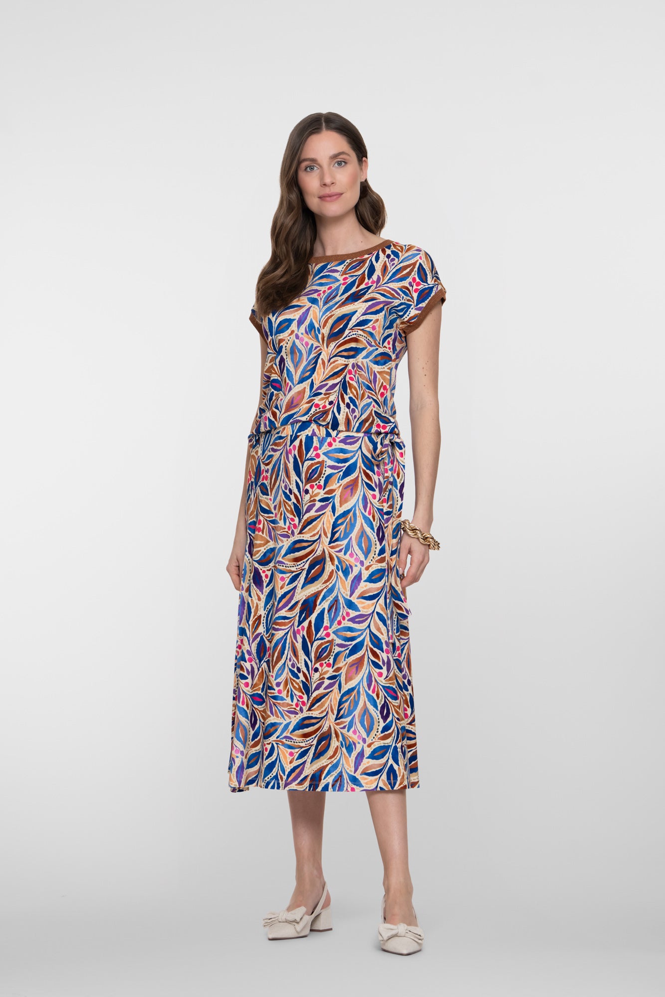 Geisha rok met bladprint en strikdetail