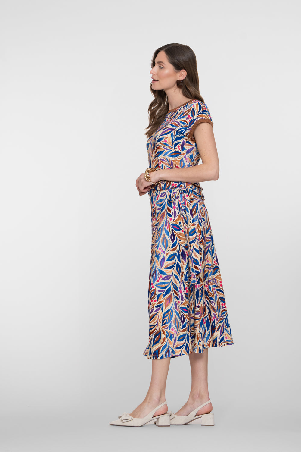Geisha rok met bladprint en strikdetail