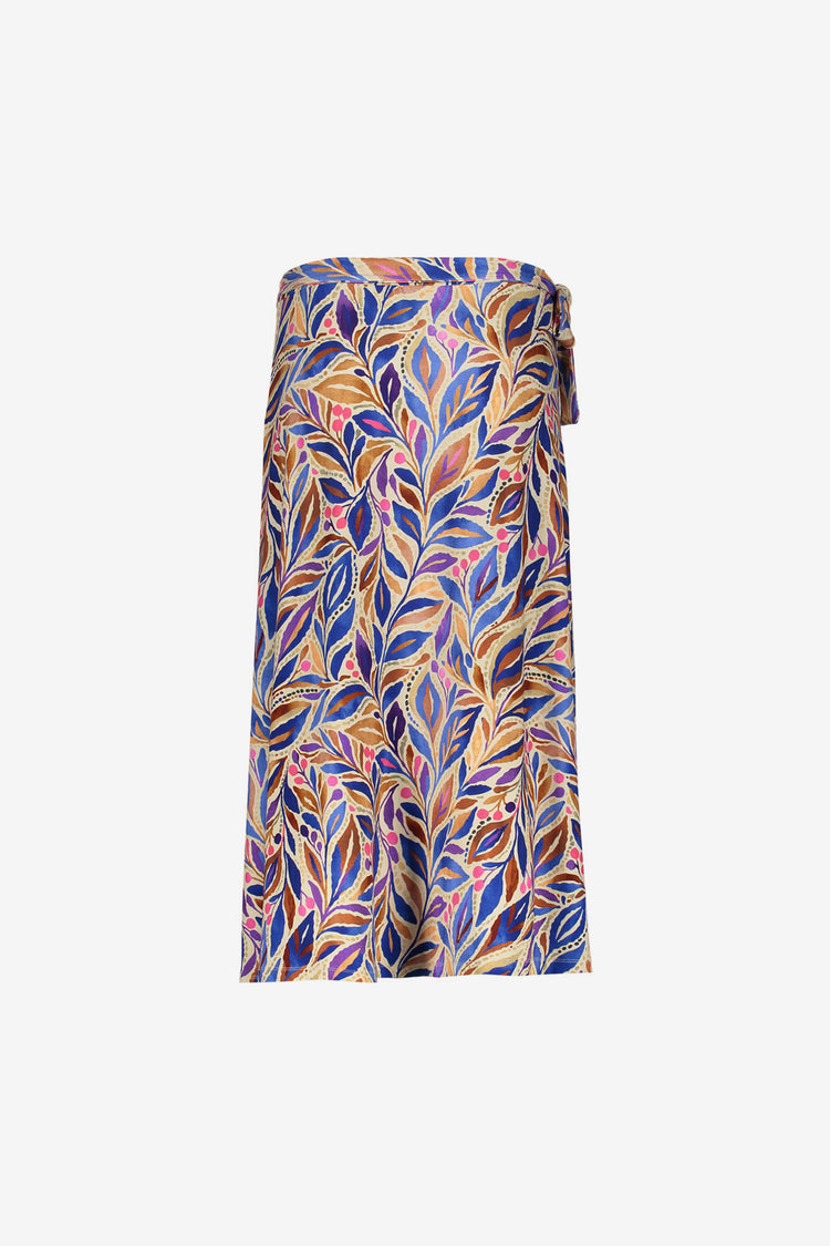 Geisha rok met bladprint en strikdetail
